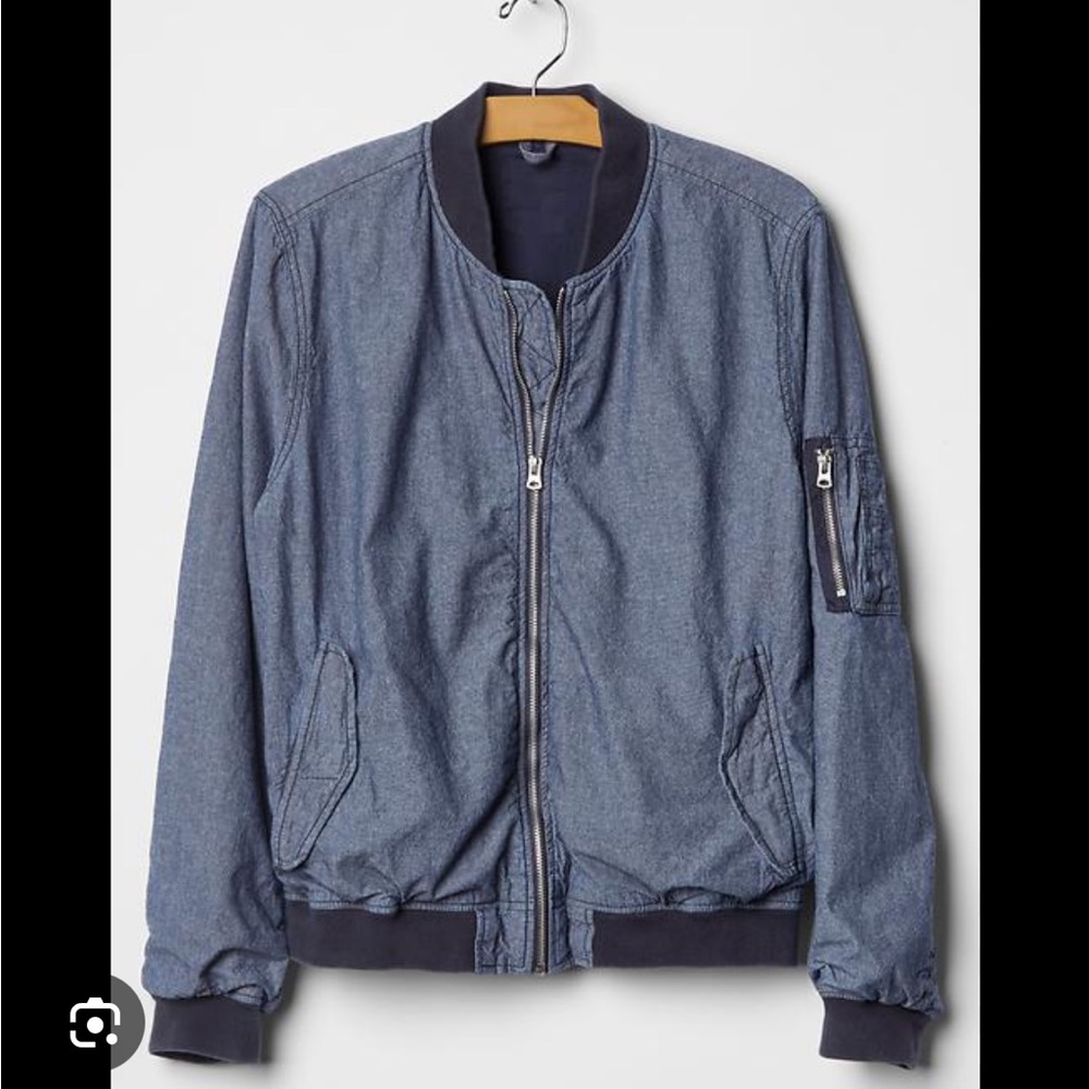 Gap Chambray Bomber Jacket size Large